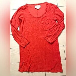 Brochu Walker womens 3/4 sleeve pink round‎ neck with left front pocket size S